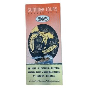 1935 D&C Lake Lines Summer Tours Brochure Detroit Cleveland Navigation Co Travel